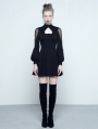 Black Gothic Long Sleeves Heart Shape Short Dress
