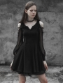 Black Gothic Strapless Corn Bandage V-collar Dress