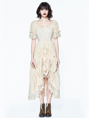 Ivory Vintage Steampunk High-Low Dress 