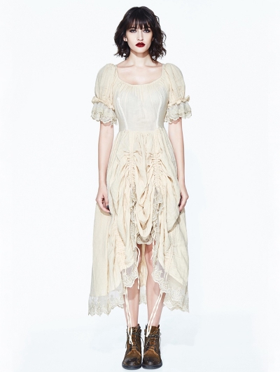 Ivory Vintage Steampunk High-Low Dress 