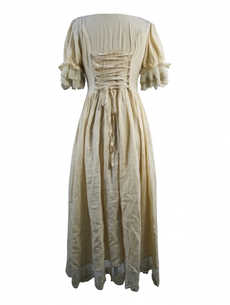 Ivory Vintage Steampunk High-Low Dress - Devilnight.co.uk