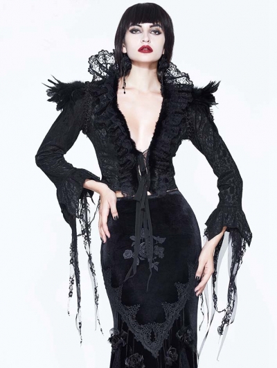 Black Gothic Lace Dark Queen Short Jacket for Women