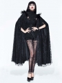 Black Gothic Lace Dark Queen Long Cape for Women