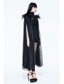 Black Gothic Lace Dark Queen Long Cape for Women