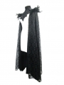 Black Gothic Lace Dark Queen Long Cape for Women