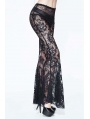 Black Sexy Gothic Transparent Lace Flared Trousers for Women