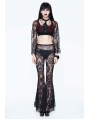 Black Sexy Gothic Transparent Lace Flared Trousers for Women