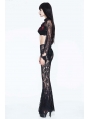 Black Sexy Gothic Transparent Lace Flared Trousers for Women