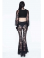 Black Sexy Gothic Transparent Lace Flared Trousers for Women