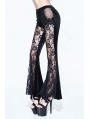 Black Sexy Gothic Velvet Lace Flared Trousers for Women