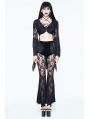 Black Sexy Gothic Velvet Lace Flared Trousers for Women