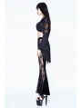Black Sexy Gothic Velvet Lace Flared Trousers for Women