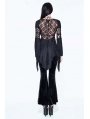 Black Sexy Gothic Velvet Lace Flared Trousers for Women