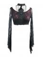 Black and Red Gothic Lace Short Sexy Shirt for Women