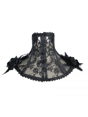 Black Gothic Lace Flower Collar