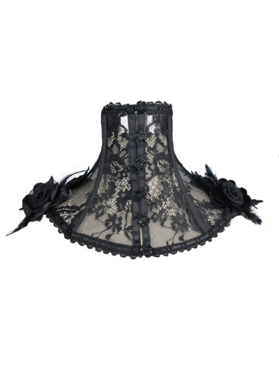 Black Gothic Lace Flower Collar