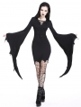 Black Gothic Super Bat Sleeve Sexy Hooded Short Dress
