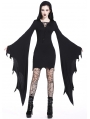 Black Gothic Super Bat Sleeve Sexy Hooded Short Dress