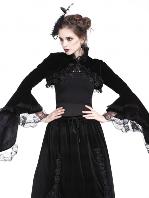 Black Gorgeous Gothic Velvet Short Cape Jacket for Women