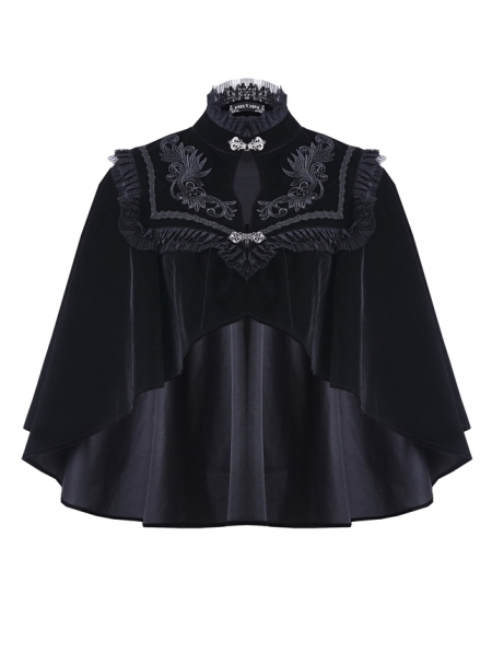 Black Vintage Elegant Gothic Velvet Cape for Women - Devilnight.co.uk