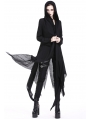 Black Gothic Casual Hooded Asymmetrical Jacket for Women