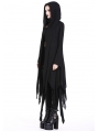 Black Gothic Casual Hooded Asymmetrical Jacket for Women