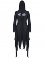 Black Gothic Casual Hooded Asymmetrical Jacket for Women