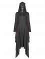 Black and Red Gothic Bat Wing Hooded Long Dress