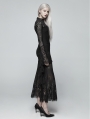 Black Gothic Daily Wear Lace Maxi Dress