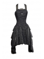 Black Halter Short Gothic Party Dress with Irregular Skirt