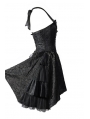 Black Halter Short Gothic Party Dress with Irregular Skirt