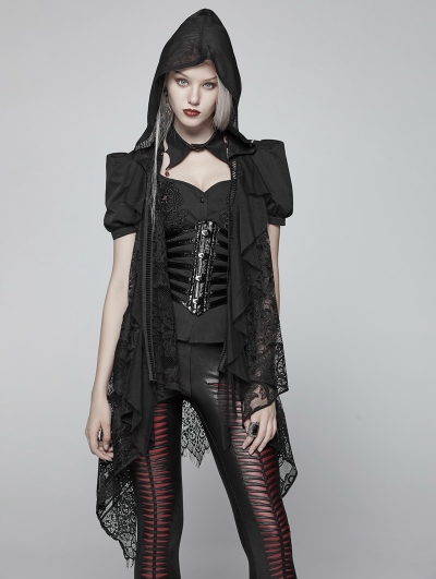 Black Gothic Daily Lace Vest for Women