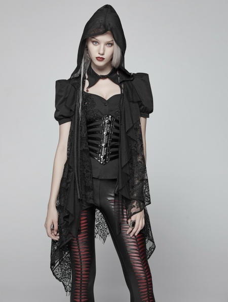 Black Gothic Daily Lace Vest for Women - Devilnight.co.uk