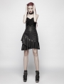 Black Gothic Punk High Waist Stretch Half Skirt 