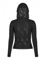 Black Gothic Hole Hooded T-Shirt for Women