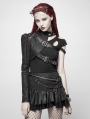 Black Gothic Punk Short Coat One Shoulder Accessory