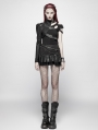 Black Gothic Punk Short Coat One Shoulder Accessory