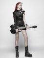 Black Gothic Punk Short Coat One Shoulder Accessory