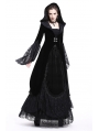 Black Vintage Gothic Velvet Hooded Jacket for Women