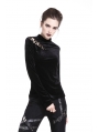 Black Gothic Punk Long Sleeves Velvet T-Shirt for Women