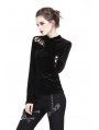 Black Gothic Punk Long Sleeves Velvet T-Shirt for Women