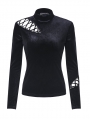 Black Gothic Punk Long Sleeves Velvet T-Shirt for Women