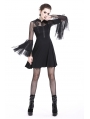 Black Cute Gothic Mesh Long Sleeves Short Dress