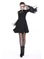 Black Cute Gothic Mesh Long Sleeves Short Dress