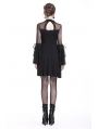 Black Cute Gothic Mesh Long Sleeves Short Dress