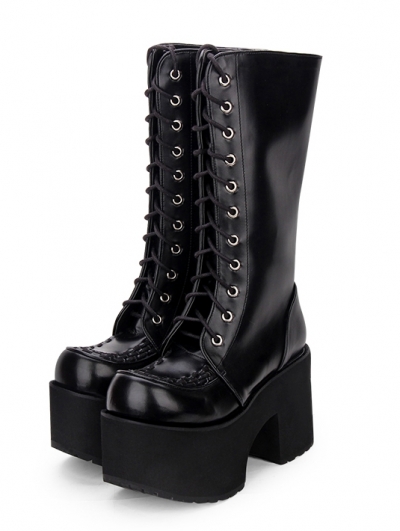 boots platform gothic lace shoes devilnight womens darkincloset