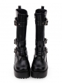 Black Gothic Punk Buckle Belt Platform Boots for Women