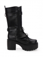 Black Gothic Punk Buckle Belt Platform Boots for Women