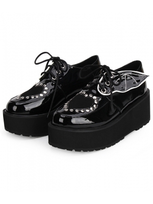 Black Gothic Bat Style Platform Shoes for Women