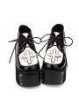 Black Gothic Cross Style Platform Shoes for Women